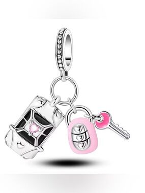 925 Pink Dream Car Travel Dangle Charm-NEW